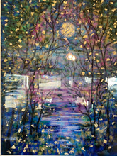Load image into Gallery viewer, In stock - Springtime Blue Moon 18x24x1  with gold leaf