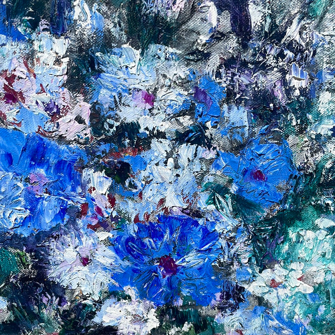 Original Painting - Blue Florals -oil - 18 x 24