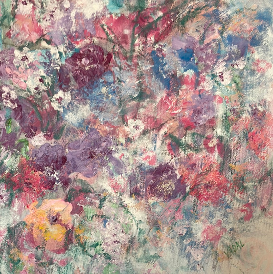 Original painting - Summer Bouquet -mixed medium Painting  24 x 36 x 1