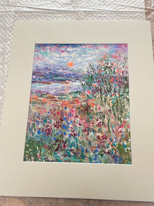 original abstractl oil painting California sunny  spring and wildflowers - free shipping