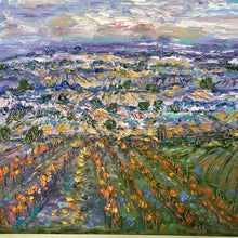 Load image into Gallery viewer, Sonoma -Napa autum fields orange golden grape vines &amp; wildflowers -oil and cold wax
