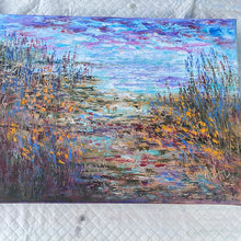 Load image into Gallery viewer, Monterey waves , beach path and  wildflowers   -oil and cold wax