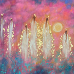 Angels in Heavens Sunlight along Wildflower Stream -oil -24x36x1.5