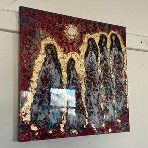 16x16x1 Angels in Heavens Sunlight Canvas Print with Gold Leaf and Resin Finish