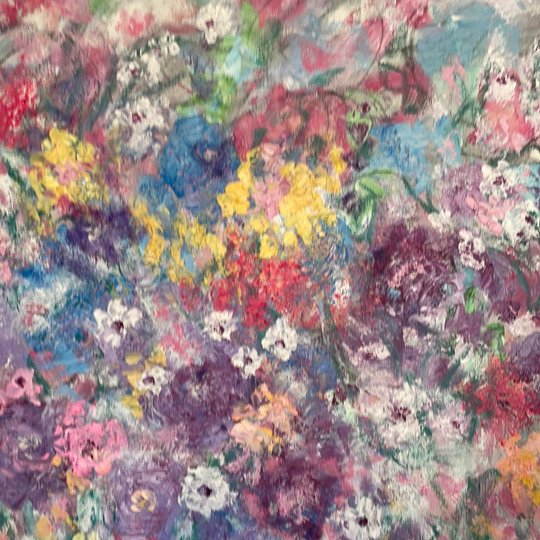 Original painting - Summer Bouquet -mixed medium Painting  24 x 36 x 1