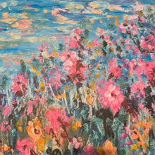 Load image into Gallery viewer, This is # 2 / 15 -limited edition embellished print- California coastal waves and bright poppies  -16 x 20   x 7/8