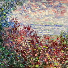 Load image into Gallery viewer, California coast - wildflowers &amp; oil and cold wax -8 x 10  on canvas panel