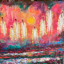 Load image into Gallery viewer, In stock Canvas embellished print -2/15 -Angels in Heavens  Sunlight  among the Lilly Pads -large -embellished canvas print-24 x 36