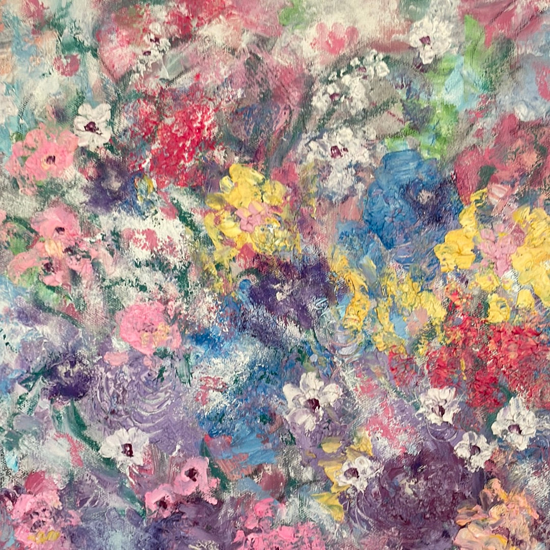 Original painting - Summer Bouquet -mixed medium Painting  24 x 36 x 1