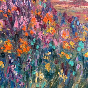 coastal Angels at Heavens Sunrise with California Wild Iris Poppies oil -24x36x1.5
