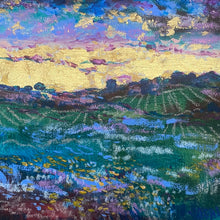Load image into Gallery viewer, 8x10 Original painting California wine country Acrylic with 24 kt Gold leaf and Framed