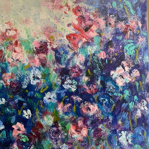 Large Abstract floral- Blueberry bouquet -24 x 48 x1