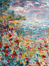 Load image into Gallery viewer, Central coast and wildflowers   -oil and cold wax