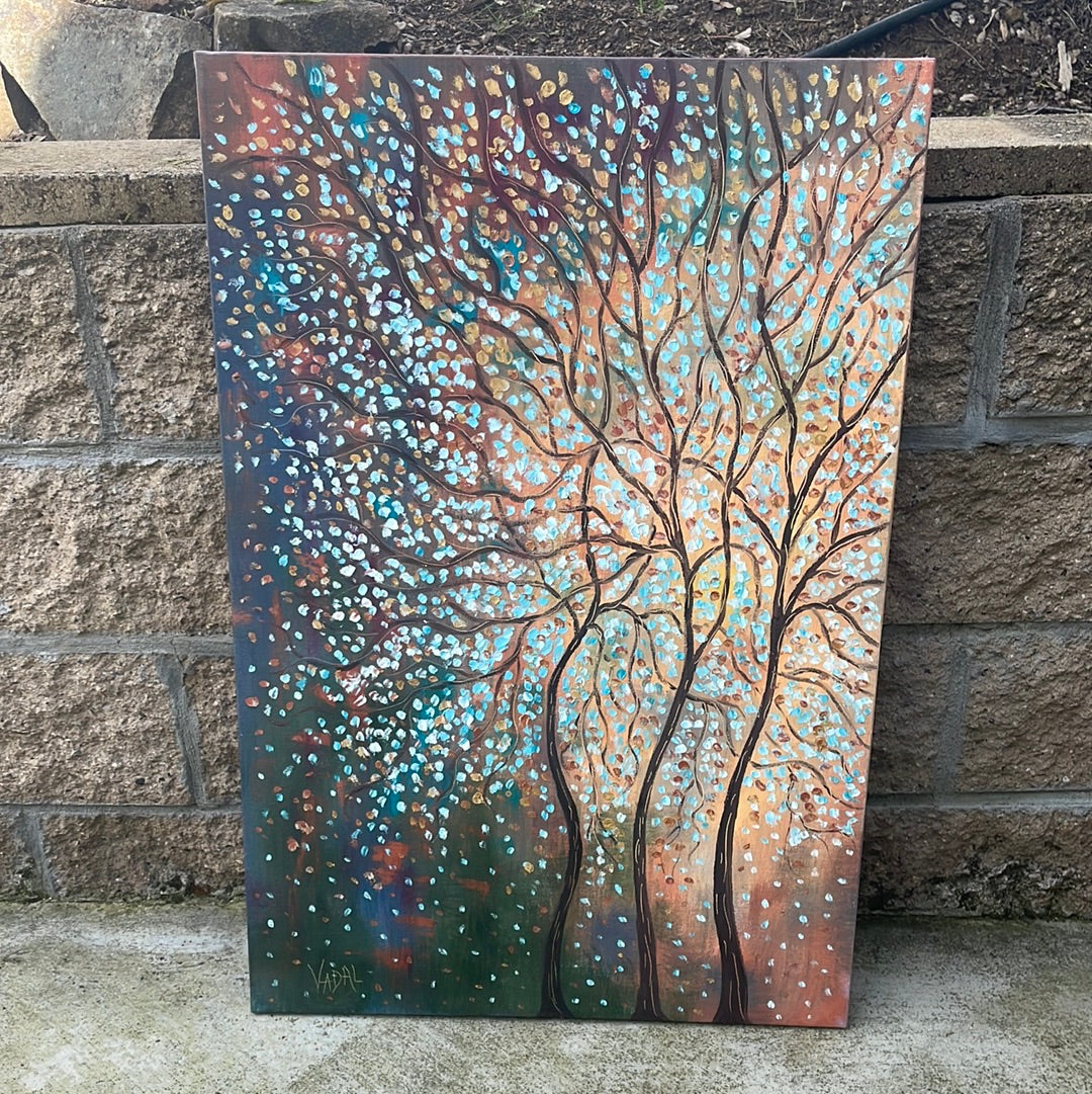 Original painting -copper trees - 48 x 36