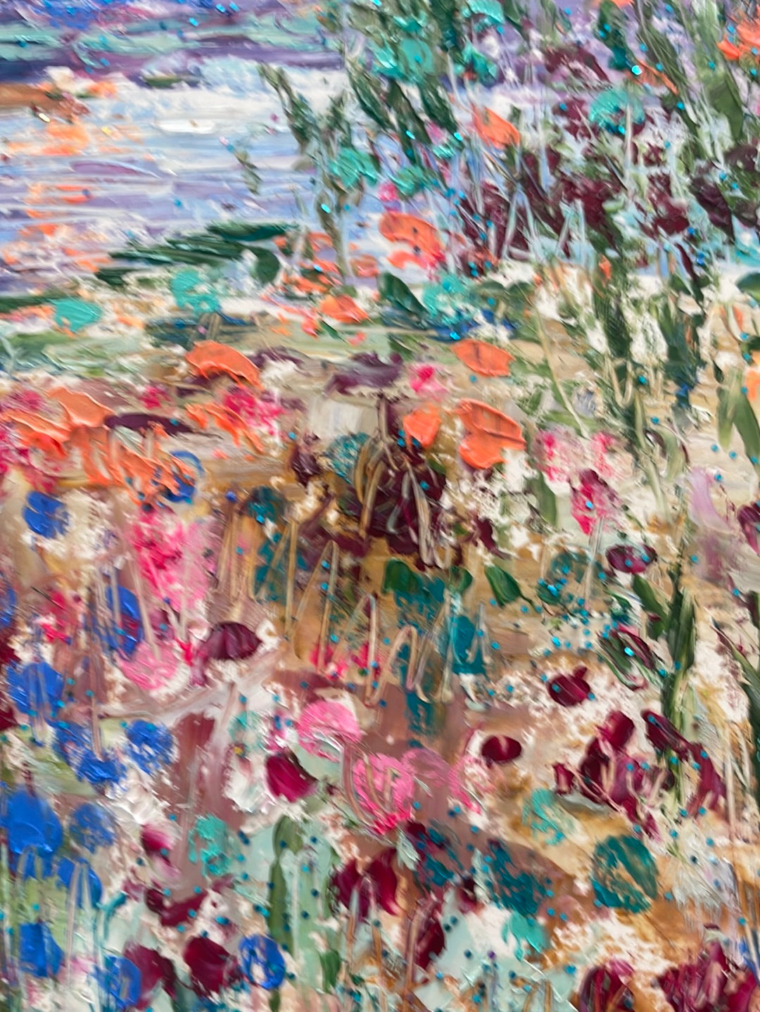 original painting - abstract oil painting California sunny  spring and wildflowers - free shipping