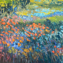 Load image into Gallery viewer, California Oak trees  , cloudy skies and wildflowers!!12 x 16 x 3/4