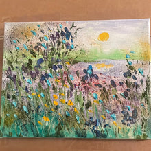Load image into Gallery viewer, California sunny  Valley pond  and wildflowers-oil  painting 8 x 10