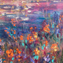 Load image into Gallery viewer, coastal Angels at Heavens Sunrise with California Wild Iris Poppies oil -24x36x1.5