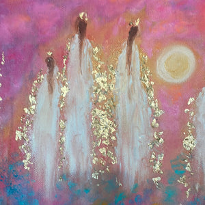 Angels in Heavens Sunlight along Wildflower Stream -oil -24x36x1.5