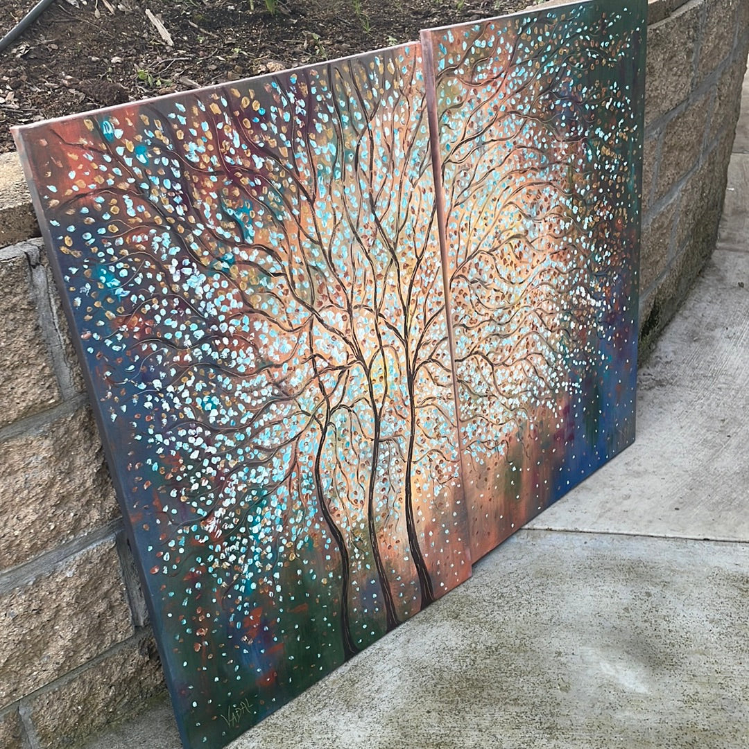 Original painting -copper trees - 48 x 36