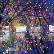 Load image into Gallery viewer, In Stock - Fireflies under sunset skies 18x24x1  with gold leaf