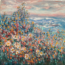 Load image into Gallery viewer, Coastal california and wildflowers   -oil and cold wax