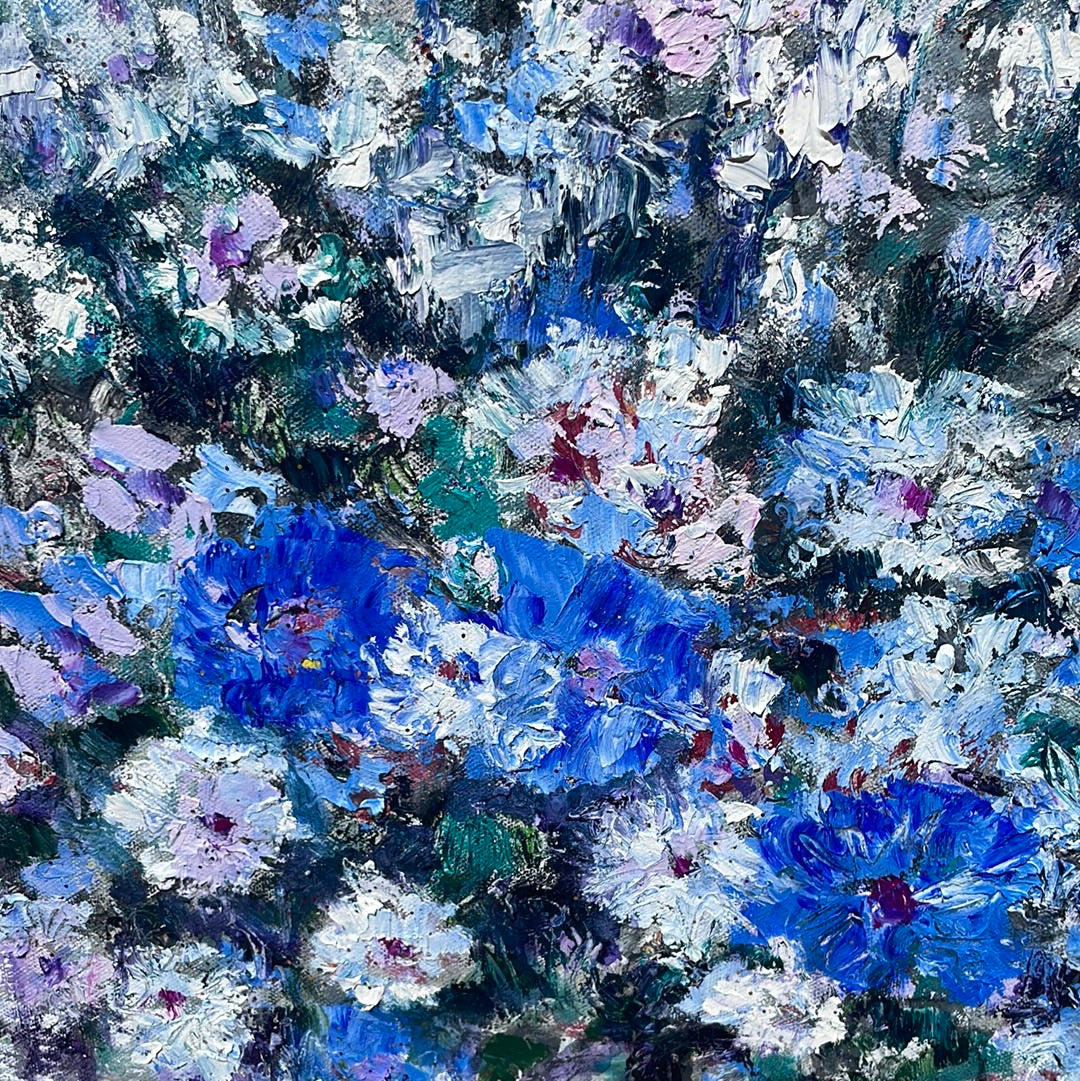 Original Painting - Blue Florals -oil - 18 x 24