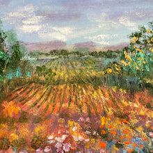 Load image into Gallery viewer, Sonoma -Napa autum fields ,pond &amp; wildflowers -oil and cold wax
