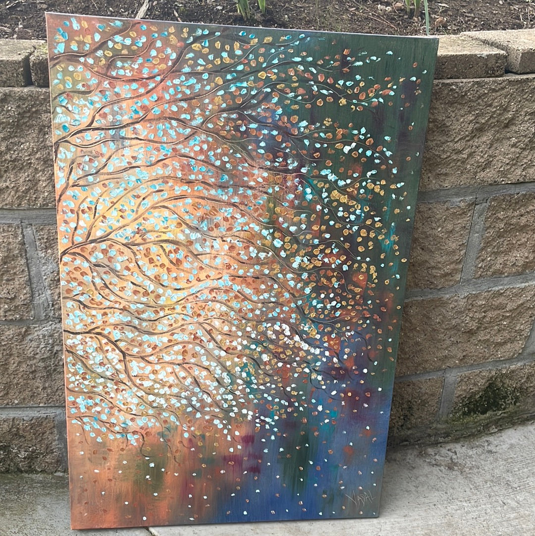 Original painting -copper trees - 48 x 36