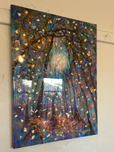 Load image into Gallery viewer, In stock - Embellished Canvas Print  -copper  Blue  moon 18 x 24 x1  , with gold leaf - large