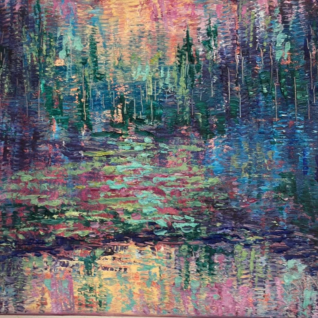Pines and River -oil and cold wax