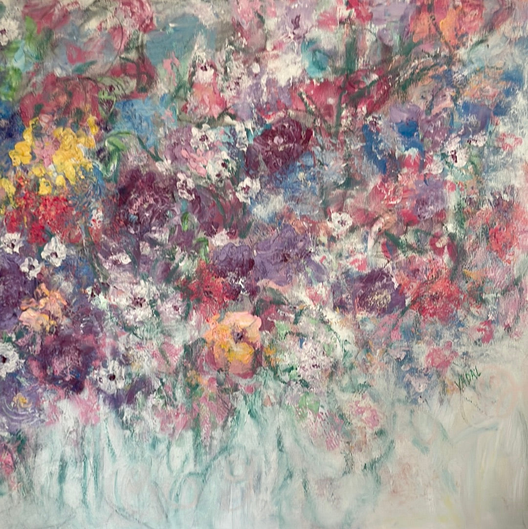 Original painting - Summer Bouquet -mixed medium Painting  24 x 36 x 1