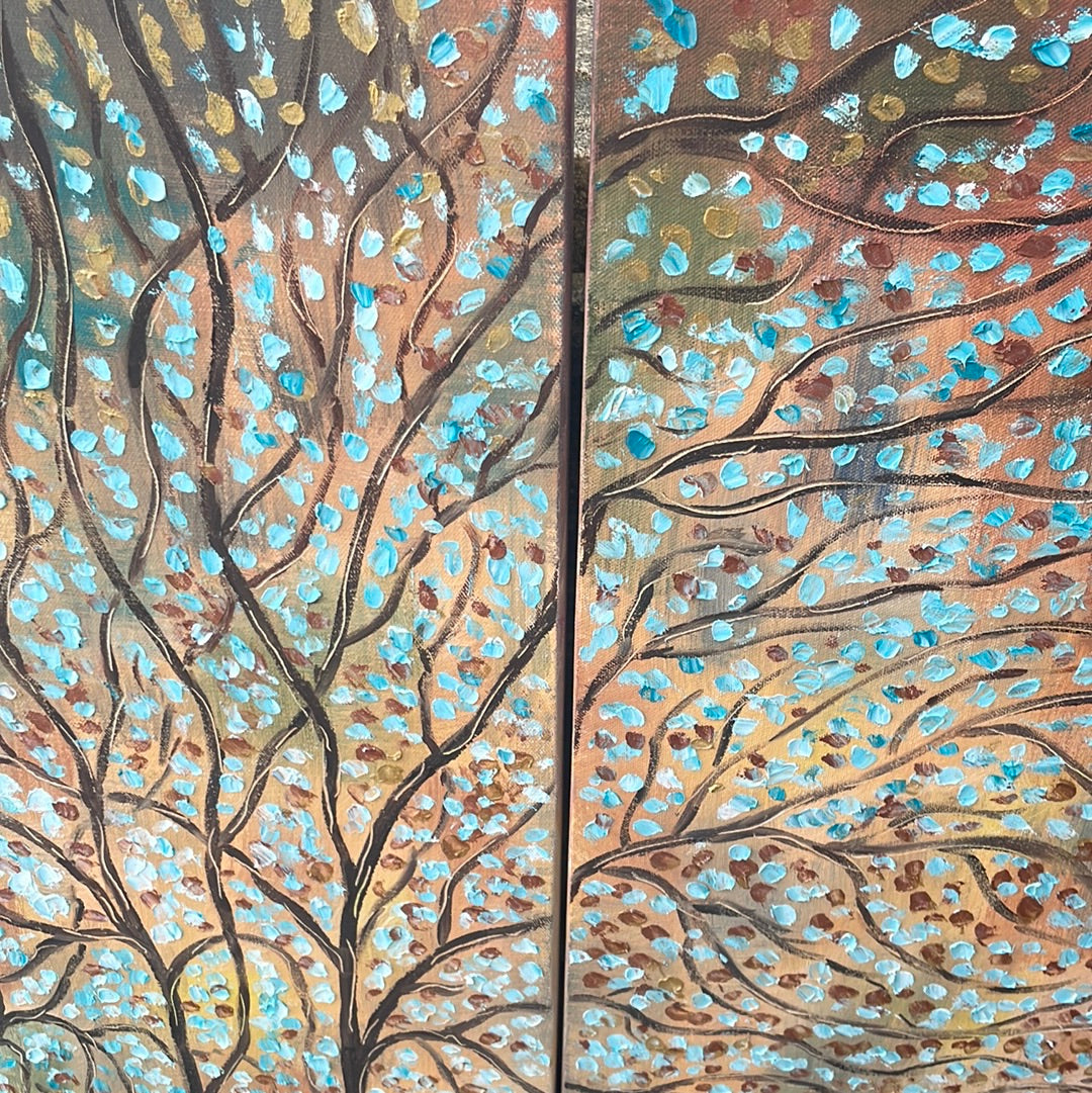 Original painting -copper trees - 48 x 36