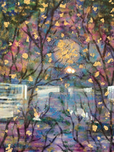 Load image into Gallery viewer, In stock - Springtime Blue Moon 18x24x1  with gold leaf