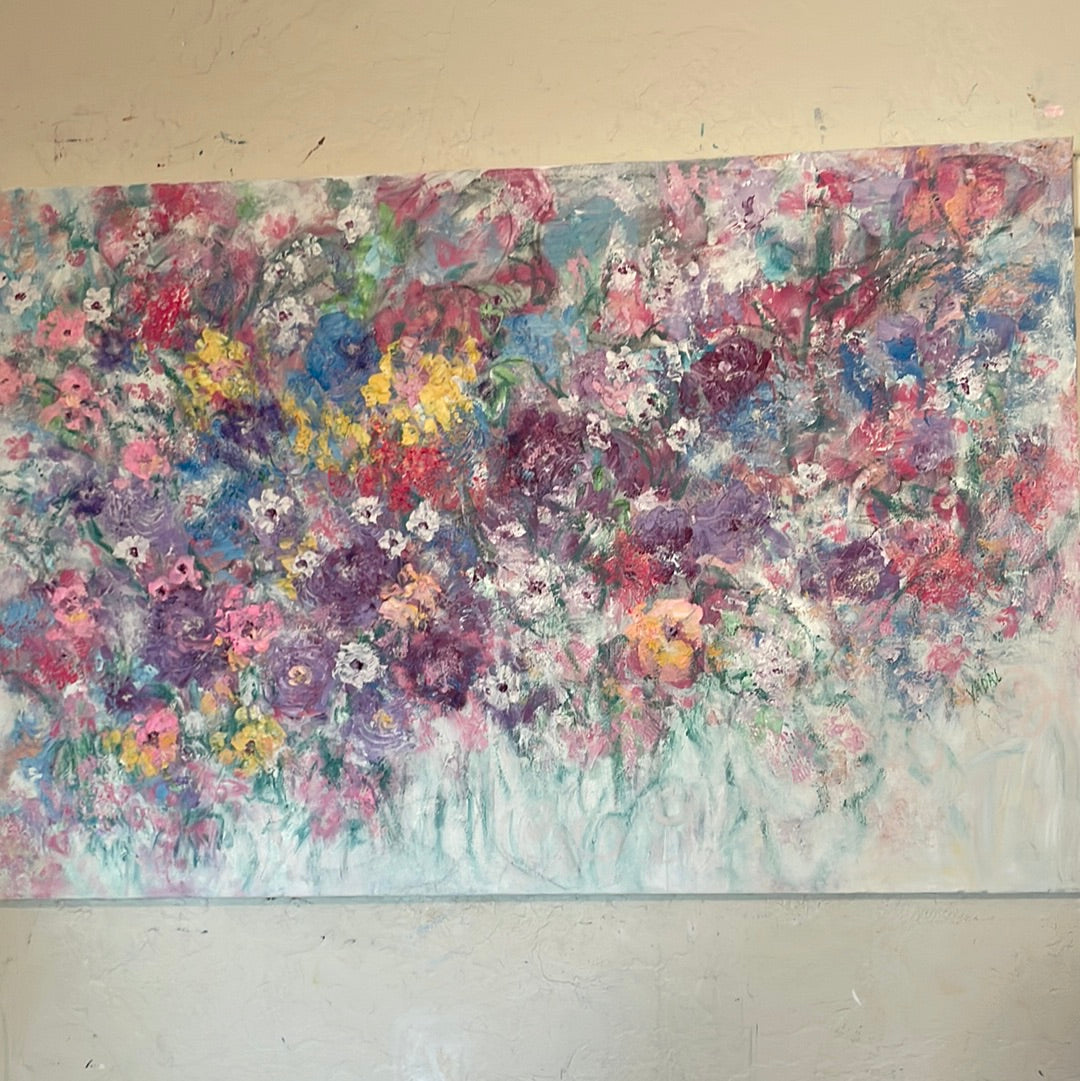 Original painting - Summer Bouquet -mixed medium Painting  24 x 36 x 1