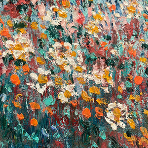 Coastal california and wildflowers   -oil and cold wax