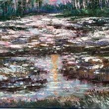 Load image into Gallery viewer, Yosemite pines at dusk and first snow -oil and cold wax