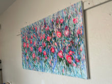 Load image into Gallery viewer, Bright pink with blue wildflowers - 24 x 48 x 1