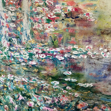 Load image into Gallery viewer, Glowing stream and birch trees  - Large painting 60 x 48 x 1.5 - oil , plaster , and gold leaf