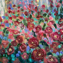 Load image into Gallery viewer, Angels in moonlight  - Rose Garden -11x14x1 Original oil painting with gold leaf