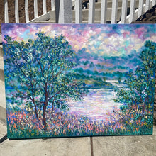 Load image into Gallery viewer, California Don Pedro lake , oak trees and wildflowers -oil painting  40 x 30 x 1.5