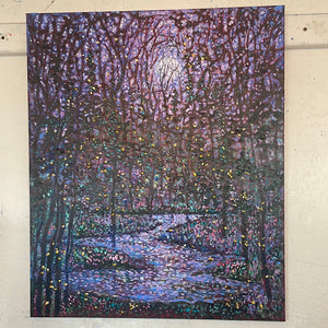 Blue Violet Moon with Springtime pond 24 x 20x 1