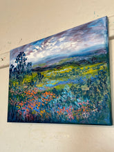 Load image into Gallery viewer, California clouds ,  oak trees and rolling hills -oil and cold wax