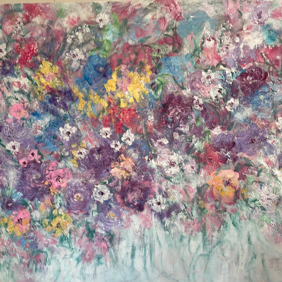 Original painting - Summer Bouquet -mixed medium Painting  24 x 36 x 1