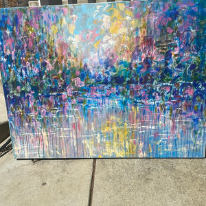 Abstract wildflower stream - 40 x 30 x 1.5 oil and cold wax