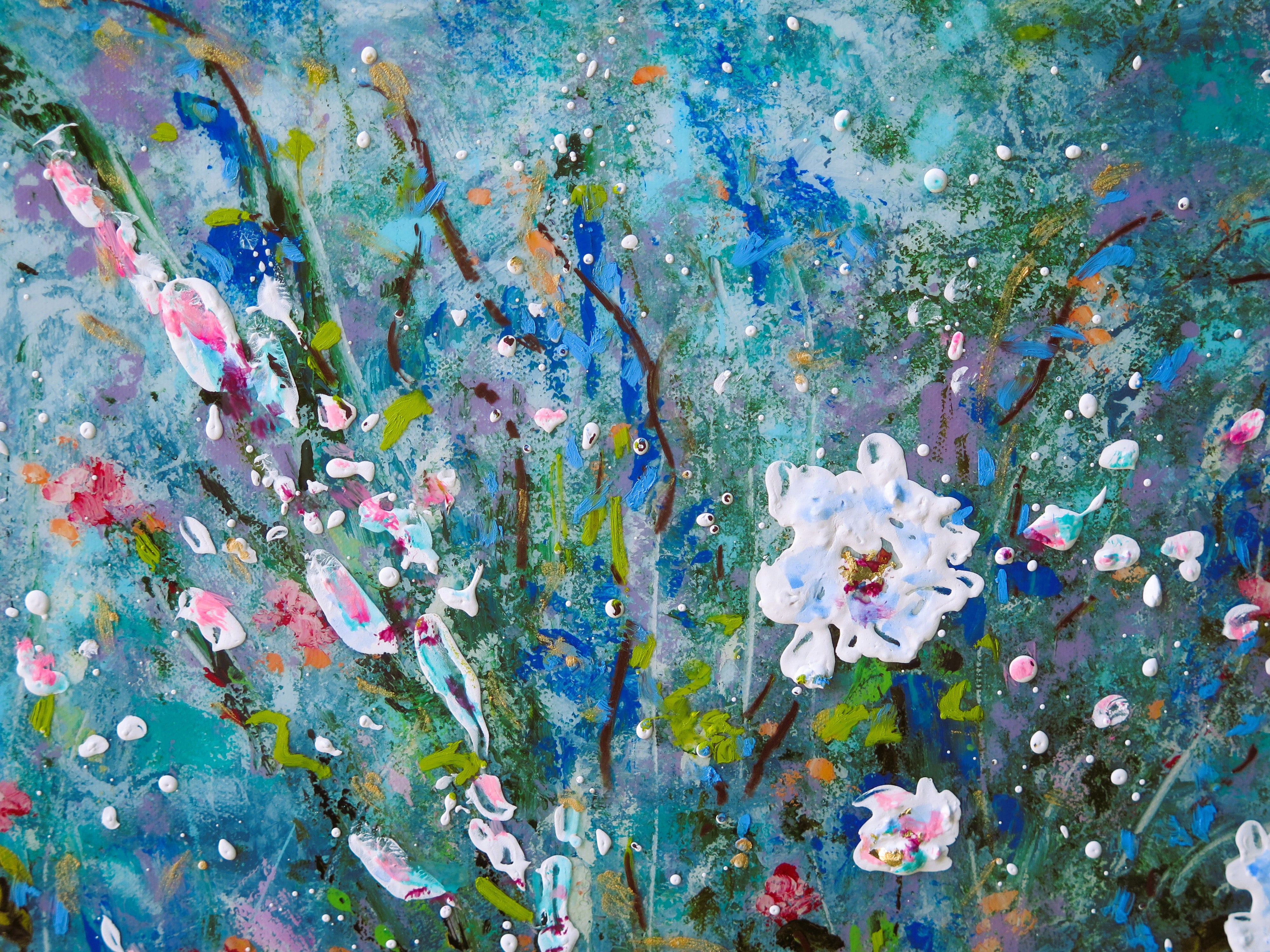 Original painting - Wild Blossoms in Blue and White