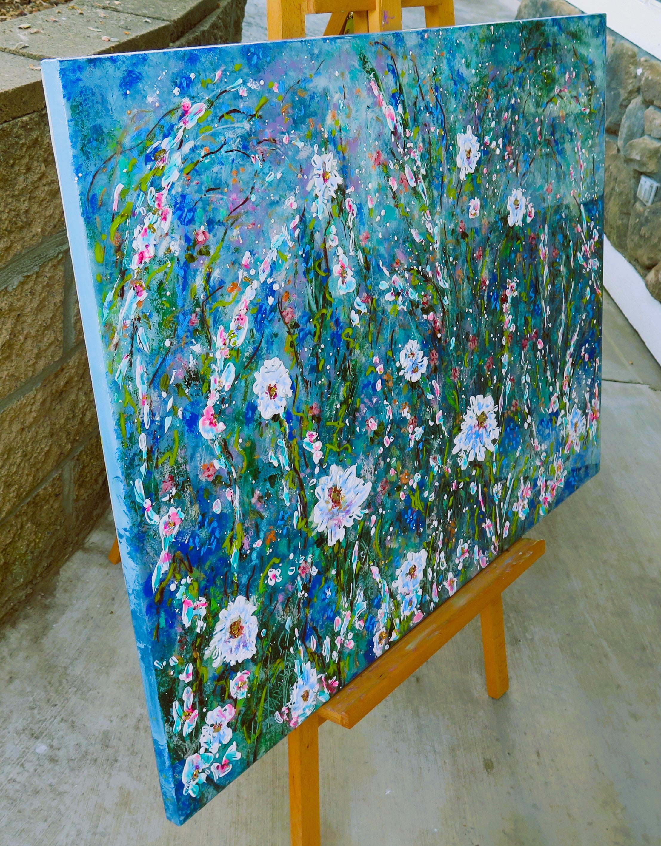 Original painting - Wild Blossoms in Blue and White