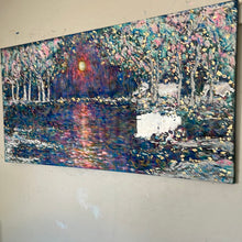 Load image into Gallery viewer, Springtime sunny stream -large mixed medium landscape painting 48 x 24