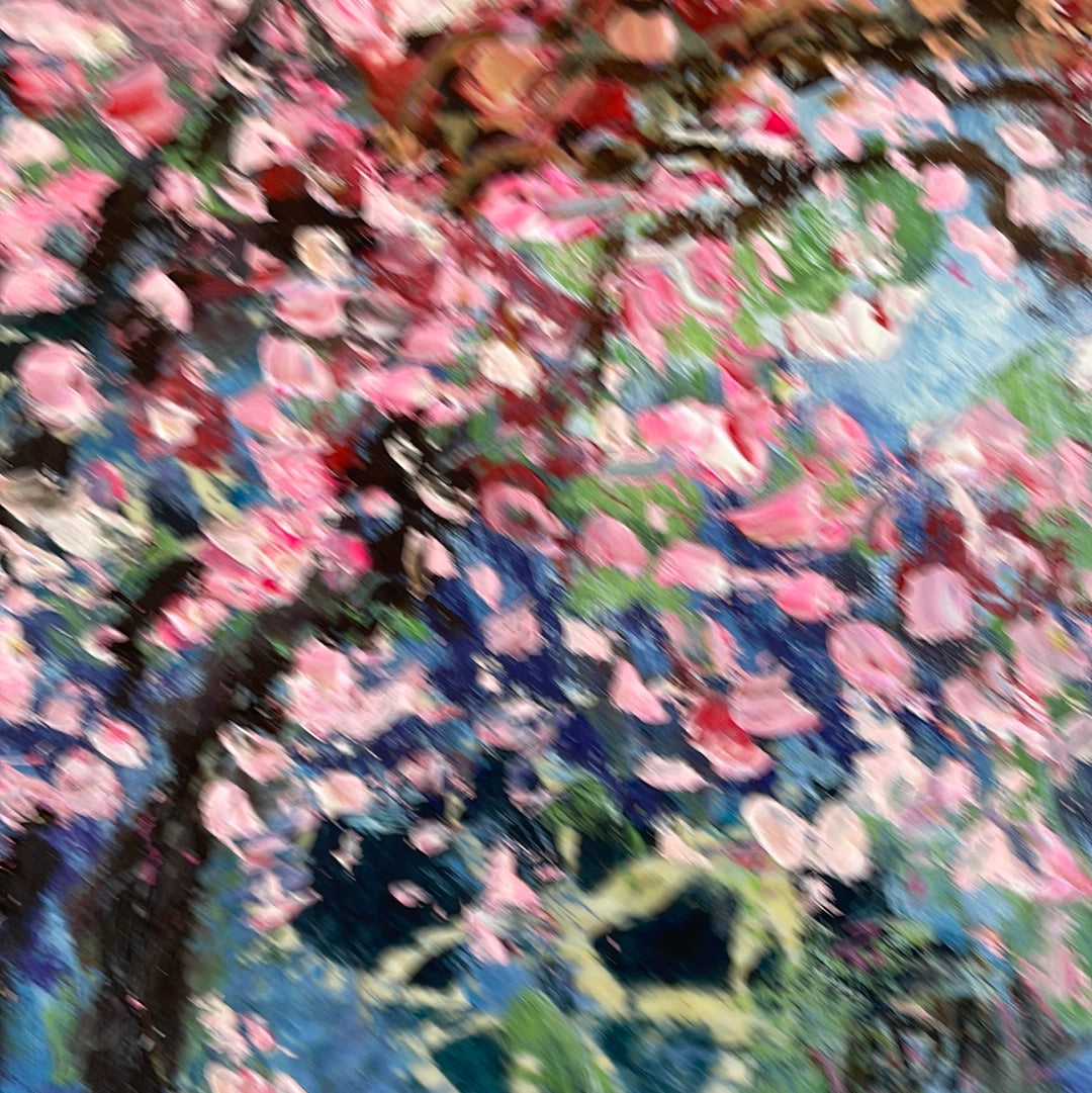 Original painting - Cherry trees blossoms -8 x 10 on canvas panel