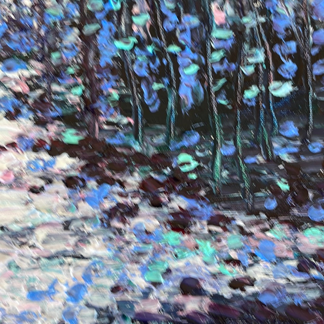 Original painting - Yosemite pines river after the rain  -8 x 10 on canvas panel